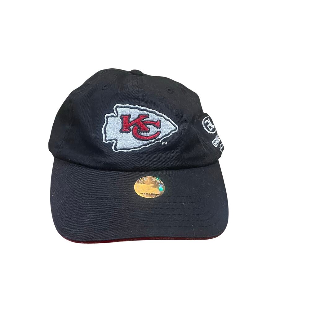 Kansas City Chiefs NFL Strapback Hat Black Red Logo Adjustable Football Cap